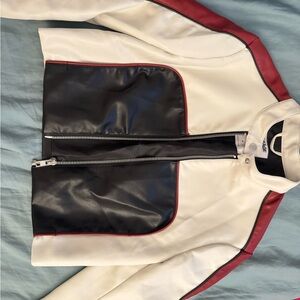Women White and Black Leather Jacket 
Brand Garage